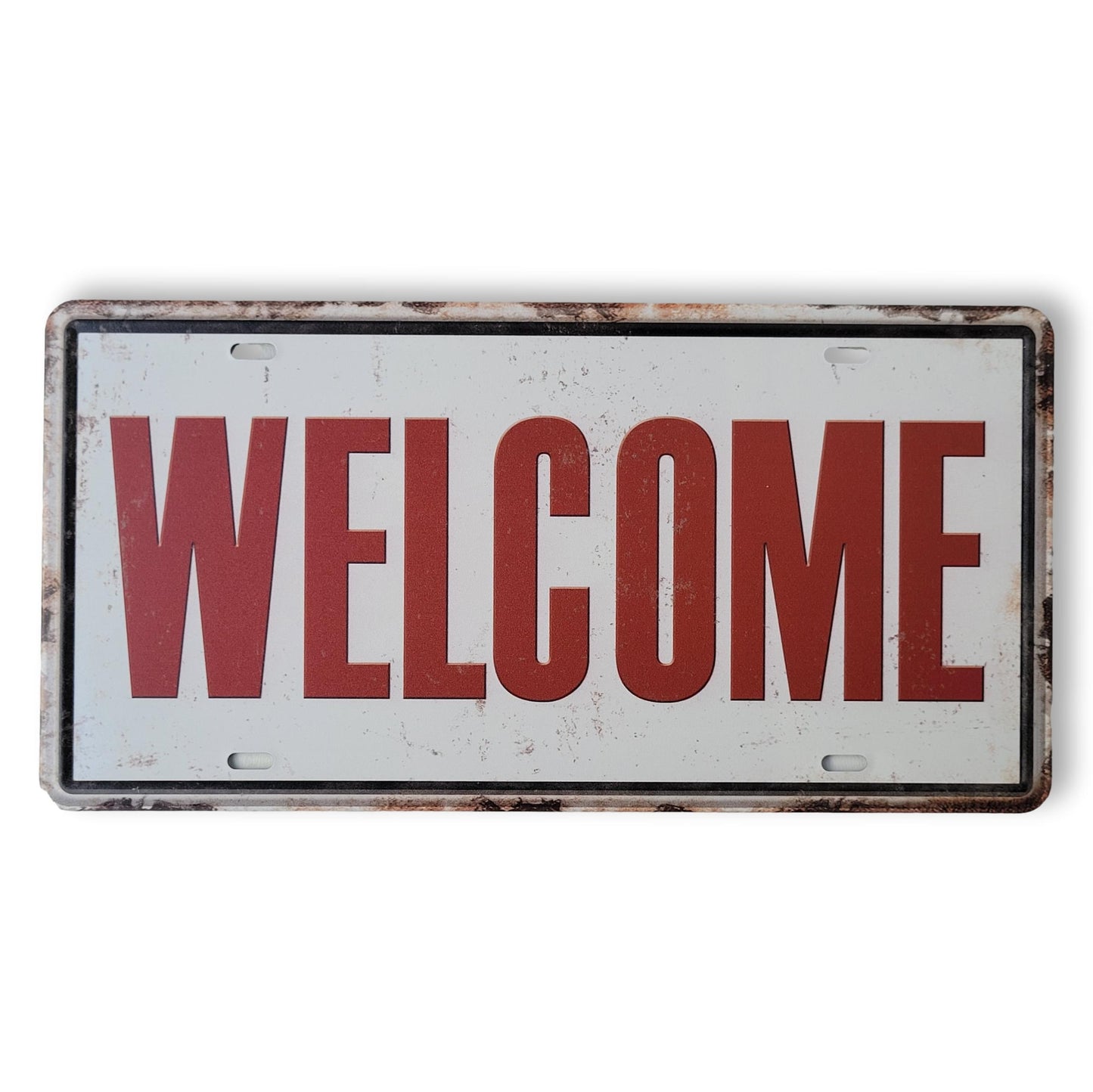 Matrícula retro "Welcome" de 30cm.