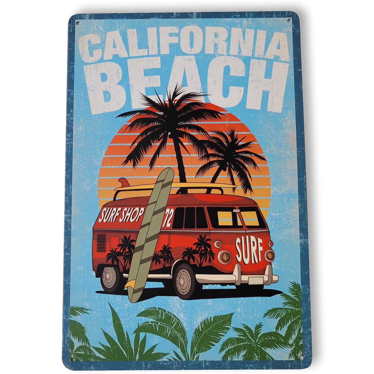 Chapa retro "California Beach" de 30cm. x 20cm.