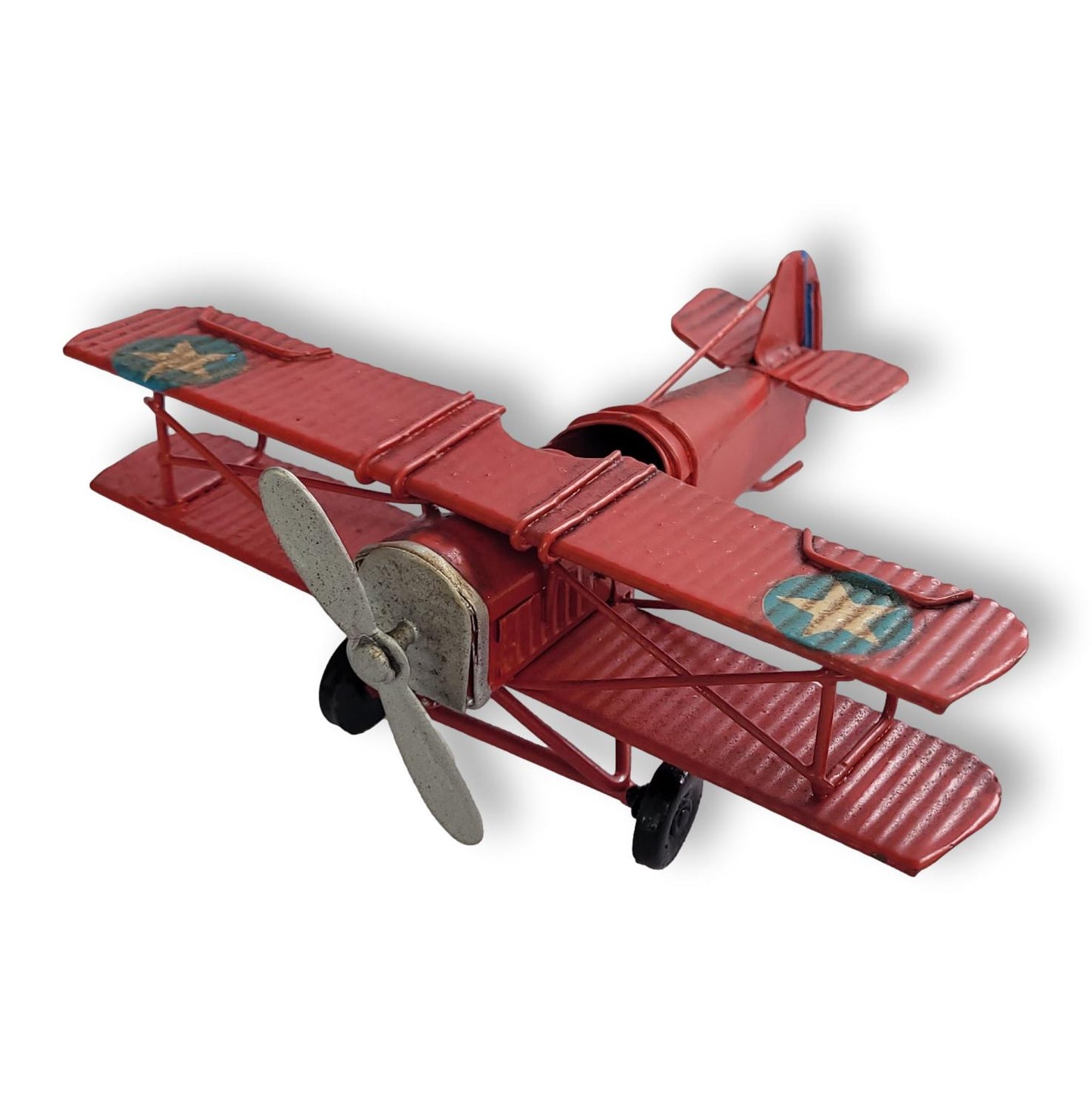 Adorno Avion Vintage en Chapa de Doble Ala
