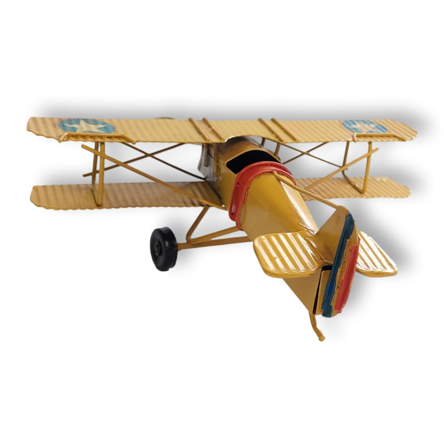 Adorno Avion Vintage en Chapa de Doble Ala