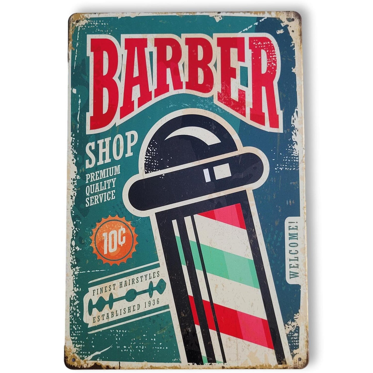 Chapa retro "Barber" de 30cm. x 20cm.
