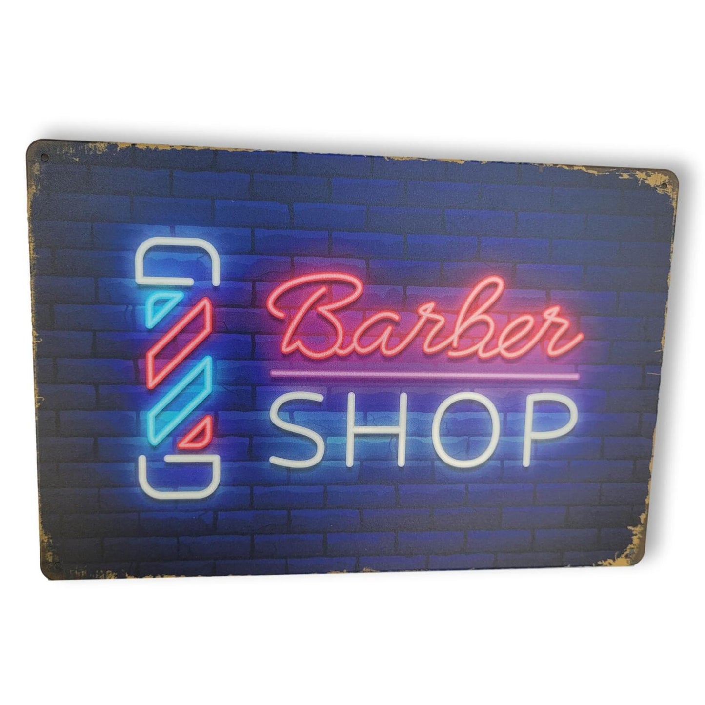 Chapa retro "Barber Shop" de 30cm. x 20cm.