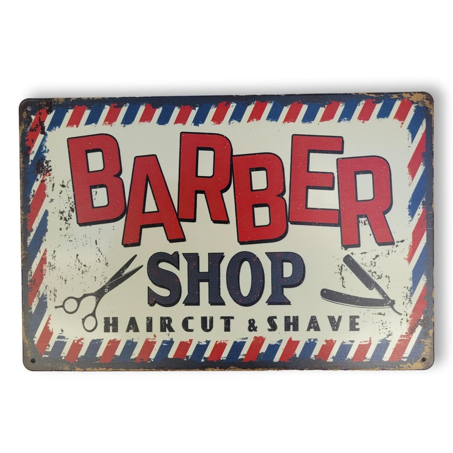Chapa retro "Barber Shop" de 30cm. x 20cm.