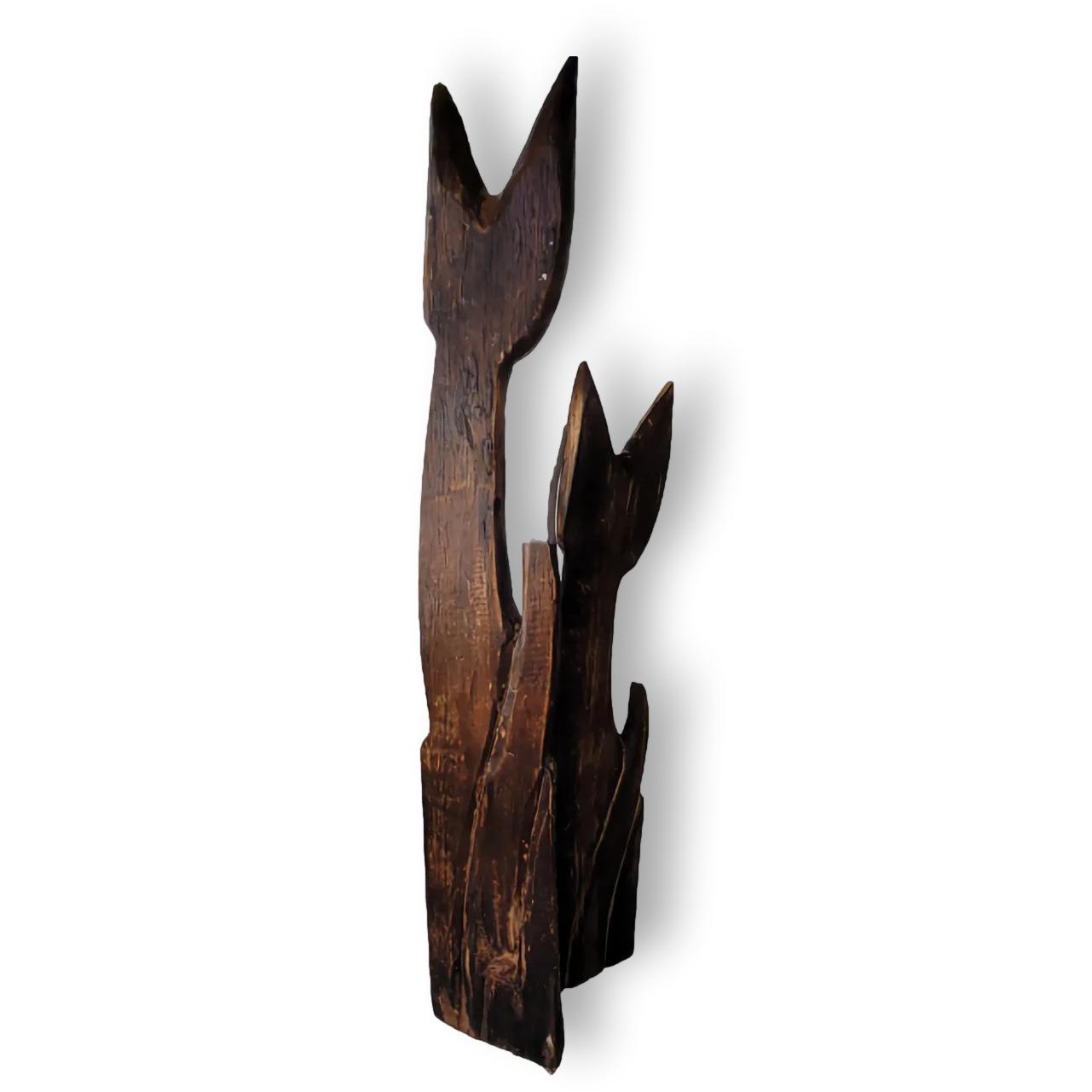 Pareja de Gatos en madera de 80cm. y 60cm.