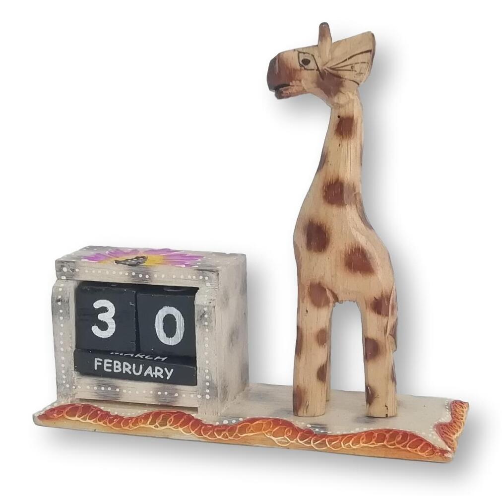Jirafa calendario perpetuo en madera