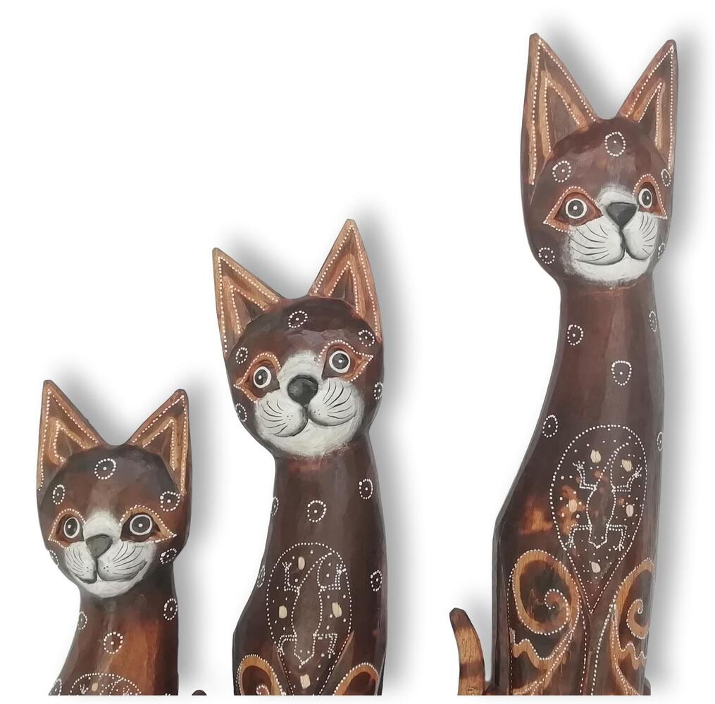 Trío de Gatos en madera de 60cm.