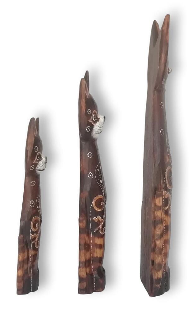 Trío de Gatos en madera de 60cm.