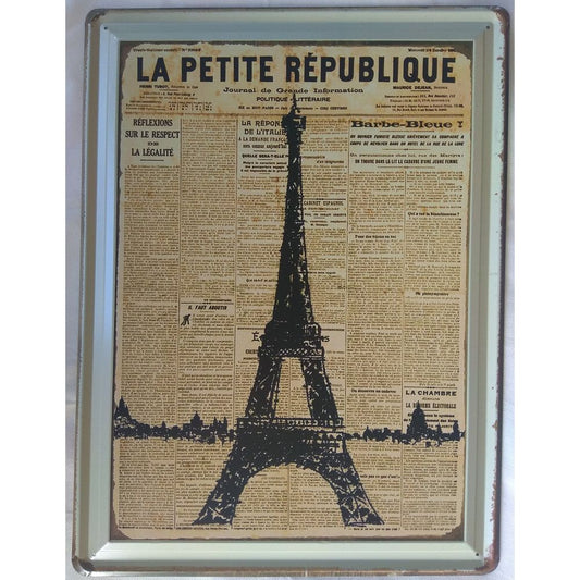 Chapa retro "Torre Eiffel" de 40cm. x 30cm.
