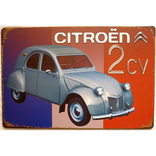 Chapa retro "Citroen 2cv" de 30cm. x 20cm.
