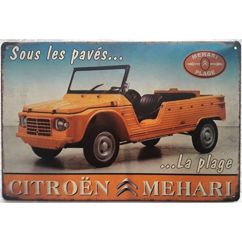 Chapa retro "Mehari" de 30cm. x 20cm.