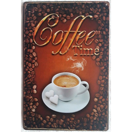 Chapa retro "Coffee Time" de 30cm. x 20cm.