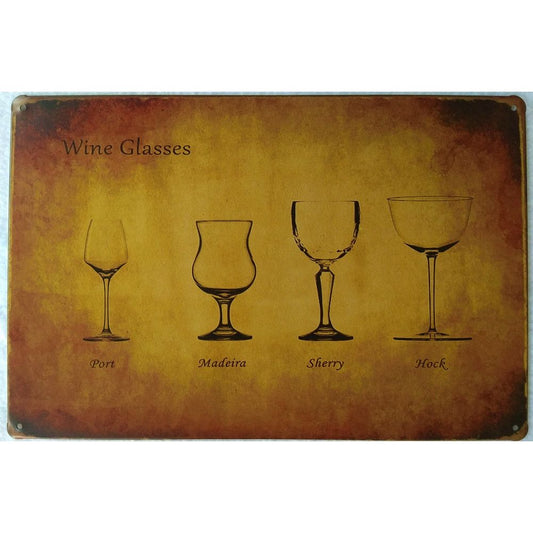 Chapa retro "Wine Glasses" de 30cm. x 20cm.