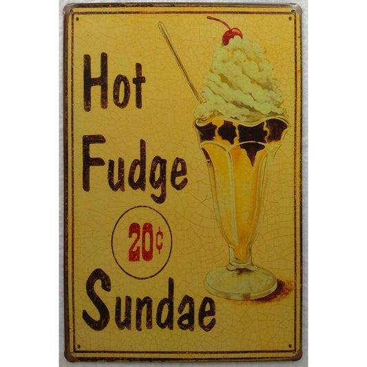 Chapa retro "Hot Fudge" de 30cm. x 20cm.
