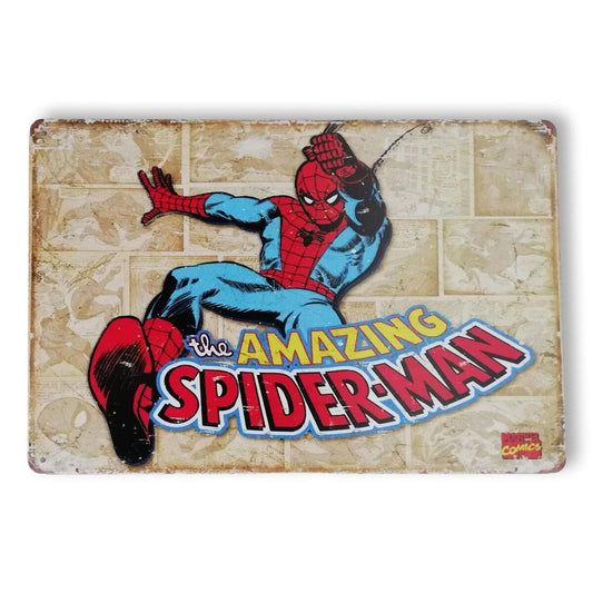 Chapa retro "The Amazing Spiderman" de 30cm. x 20cm.