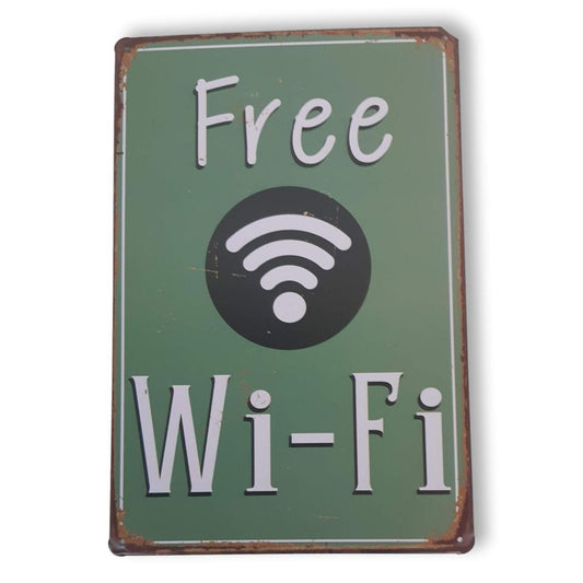 Chapa retro "Free Wi-Fi" de 30cm. x 20cm.