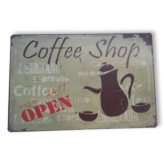 Chapa retro "Coffee Shop" de 30cm. x 20cm.