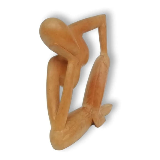 Escultura en madera "Hombre Pensador" de 20cm.