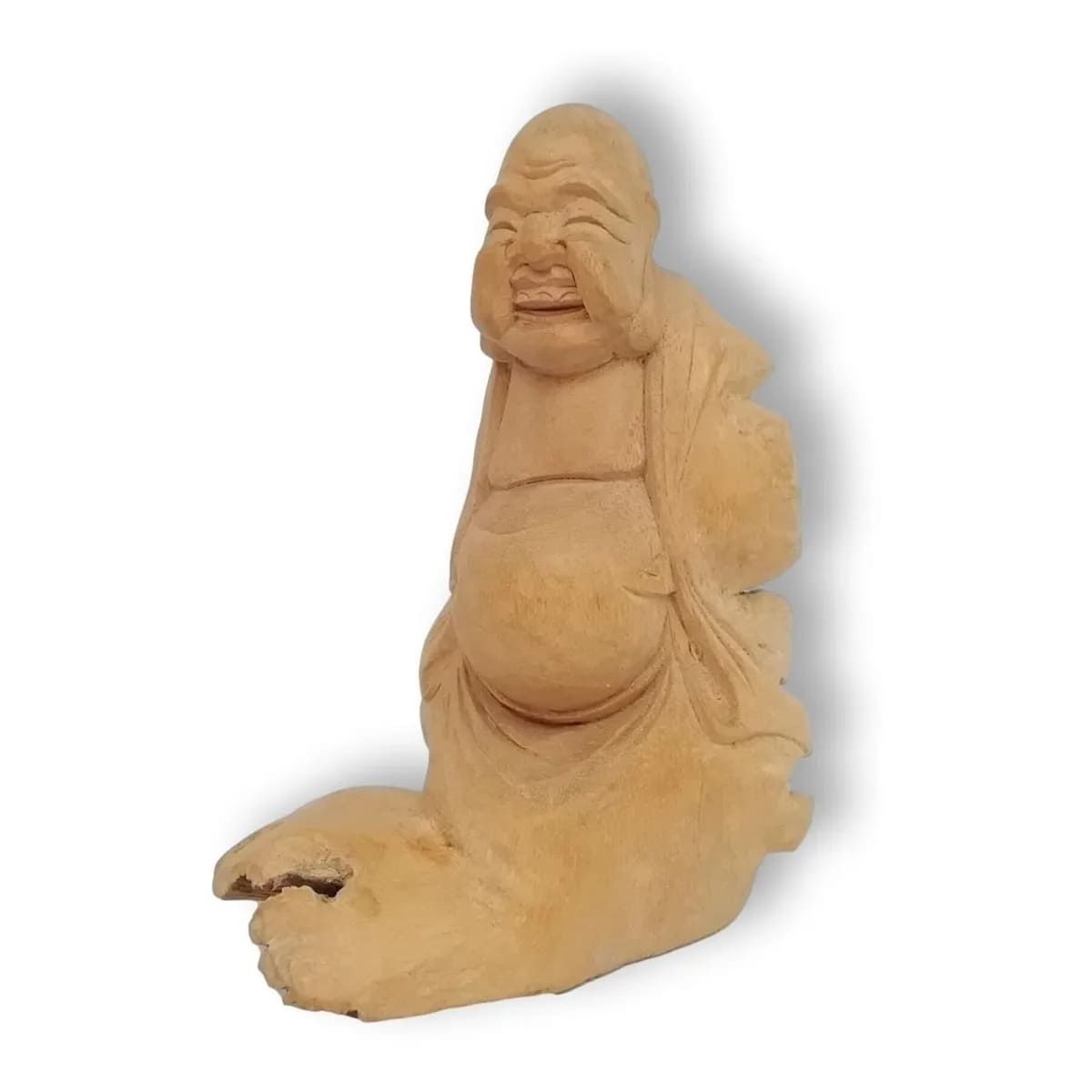 Miniatura Artesanal De Buda En Madera De 13 cm.