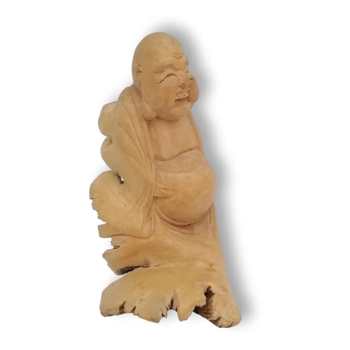 Miniatura Artesanal De Buda En Madera De 13 cm.