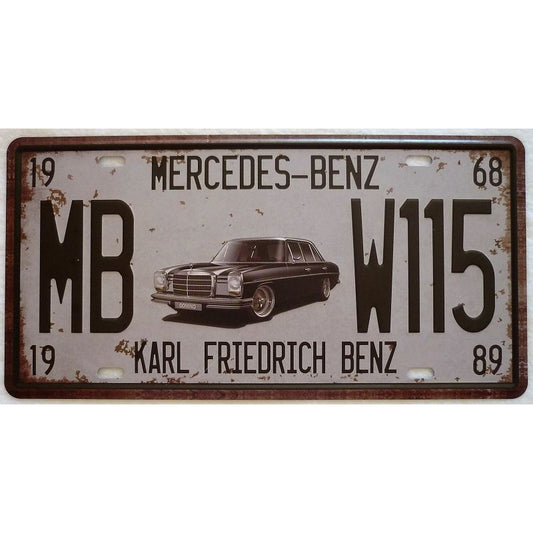 Matrícula retro "MB W 115" de 30cm.