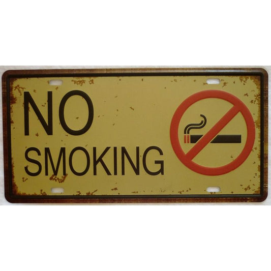 Matrícula retro "No Smoking" de 30cm.