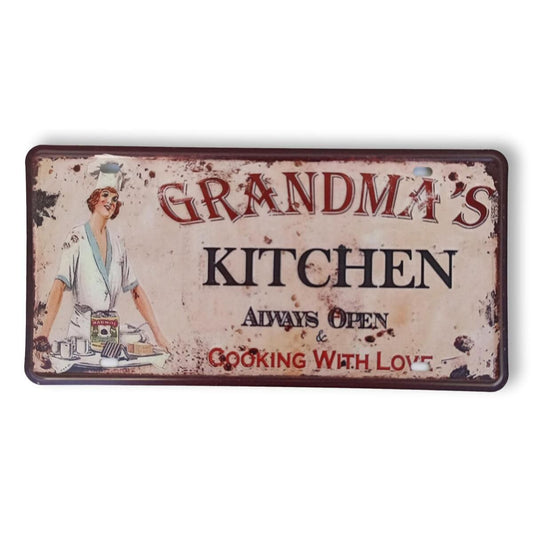 Matrícula retro "Grandmas Kitchen" de 30cm.