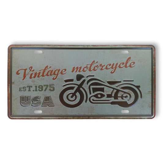 Matrícula retro "Vintage Motorcycle" de 30cm.