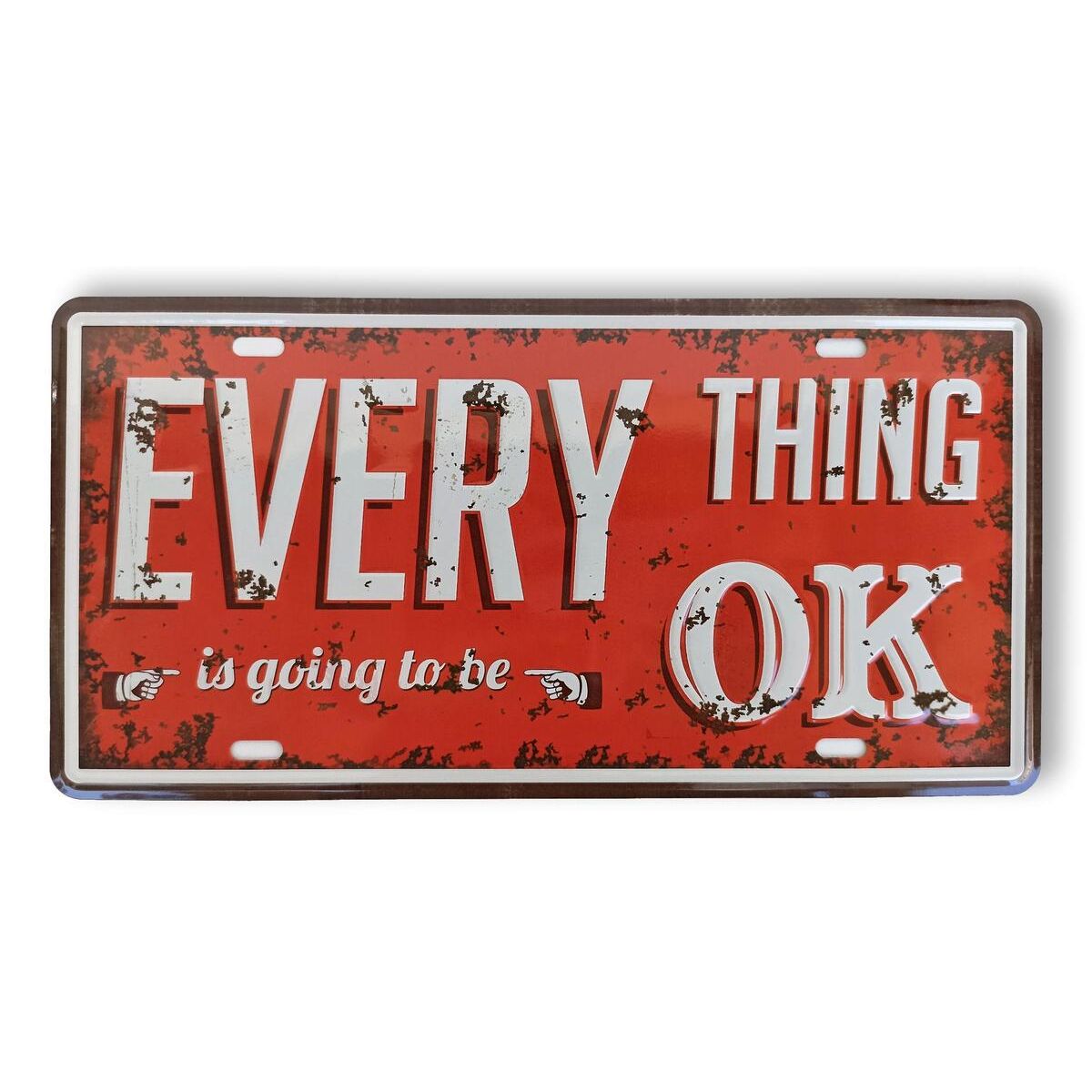 Matrícula retro "Is Going to be Ok" de 30cm.