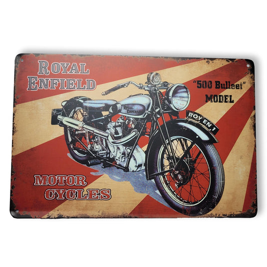 Chapa retro "Royal Enfield" de 30cm. x 20cm.