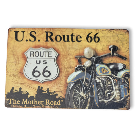 Chapa retro "Route 66" de 30cm. x 20cm.