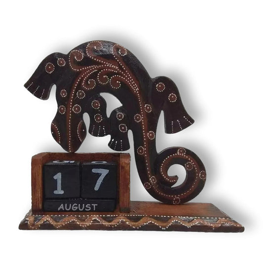 Adorno Calendario Perpetuo Iguana en madera