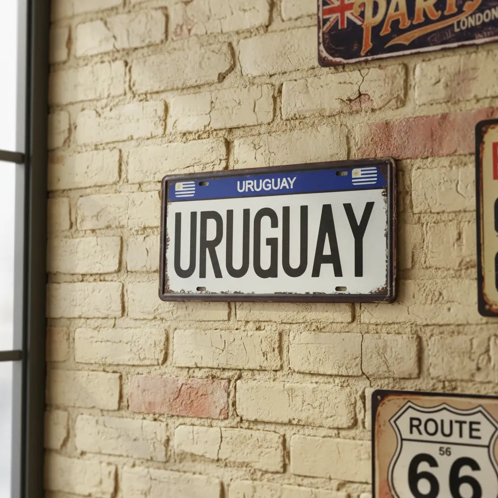 Matrícula retro "Uruguay" de 30cm.