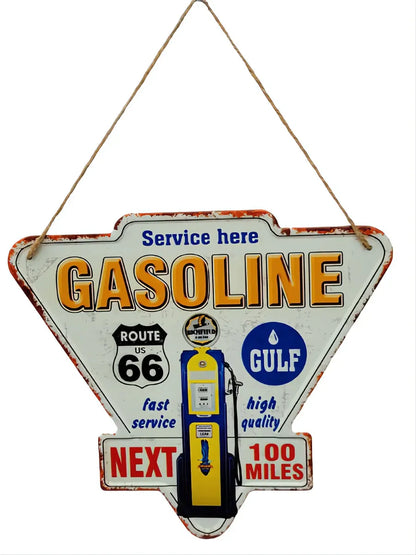 Chapa retro triangular modelo "Gasoline" con relieve