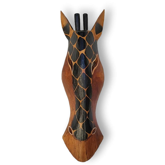 Máscara en madera tallada modelo Jirafa de 50cm.