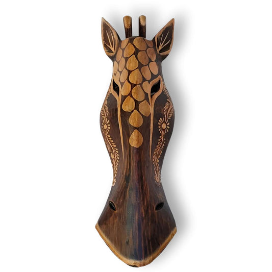 Máscara en madera tallada modelo Jirafa de 50cm.
