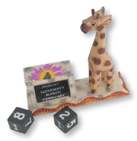 Jirafa calendario perpetuo en madera