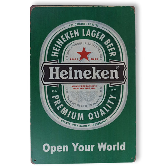 Chapa retro "Open Your World" de 30cm. x 20cm.