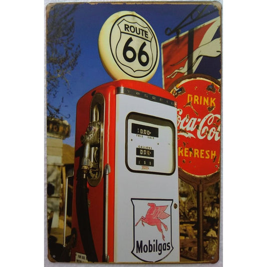 Chapa retro "Route 66" de 30cm. x 20cm.