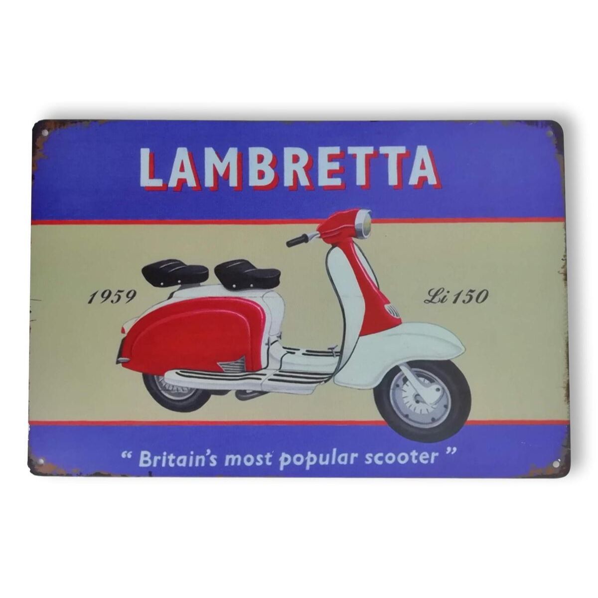 Chapa retro "Lambretta" de 30cm. x 20cm.