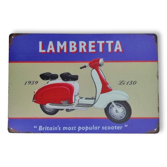 Chapa retro "Lambretta" de 30cm. x 20cm.