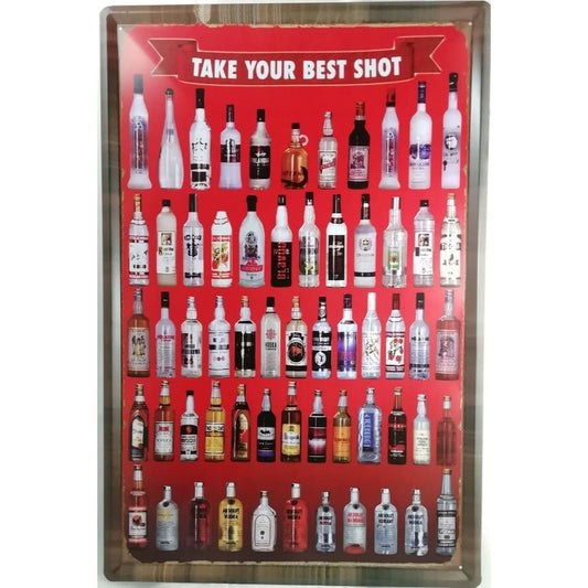 Chapa retro "Take Your Best Shot" de 60cm. x 40cm.