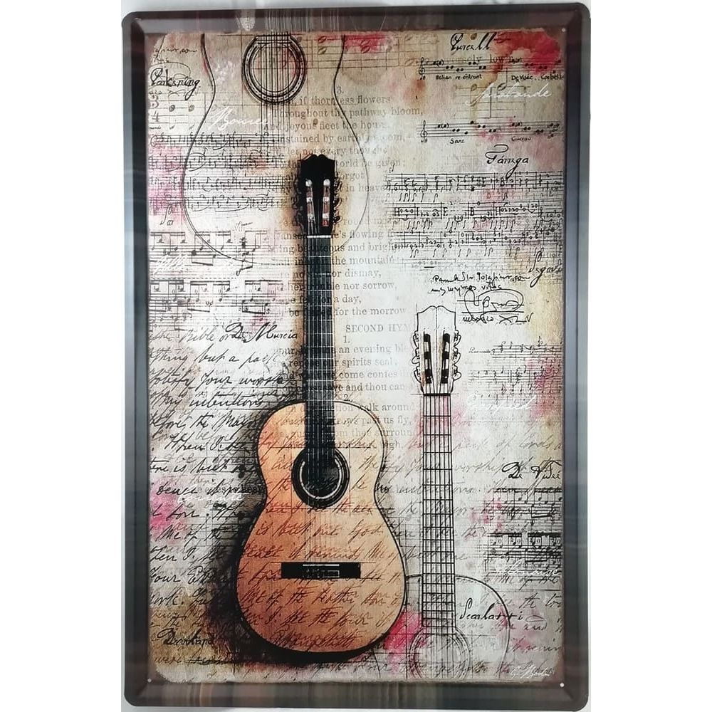 Chapa retro "Guitarra" de 60cm. x 40cm.