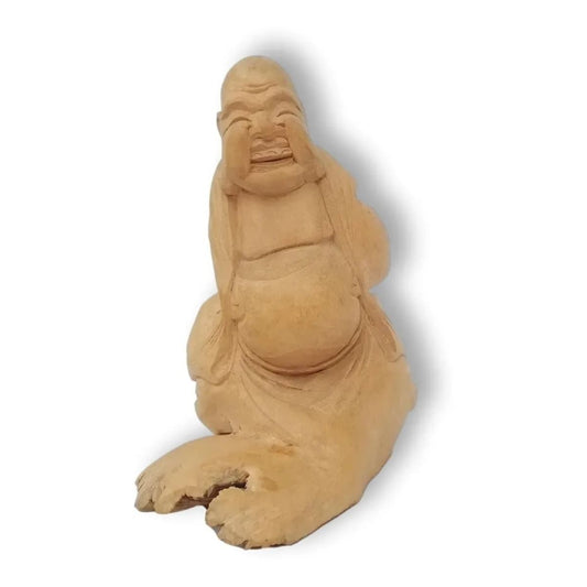 Miniatura Artesanal De Buda En Madera De 13 cm.