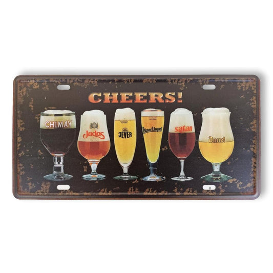 Matrícula retro "Cheers!" de 30cm.