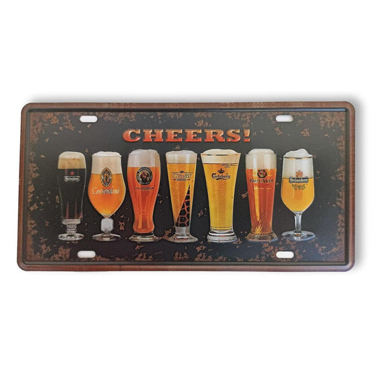 Matrícula retro "Cheers!" de 30cm.